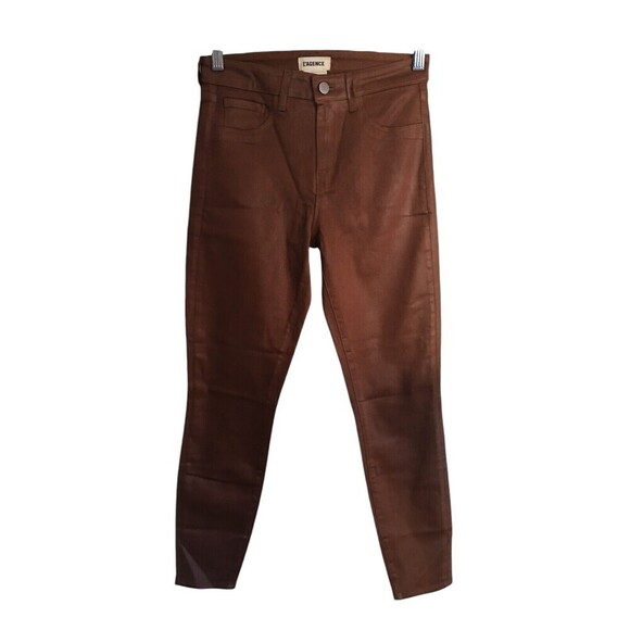 L'Agence Jeans Women's Size 25 Chestnut Brown Margot Cotton Blend Coated - Picture 1 of 6